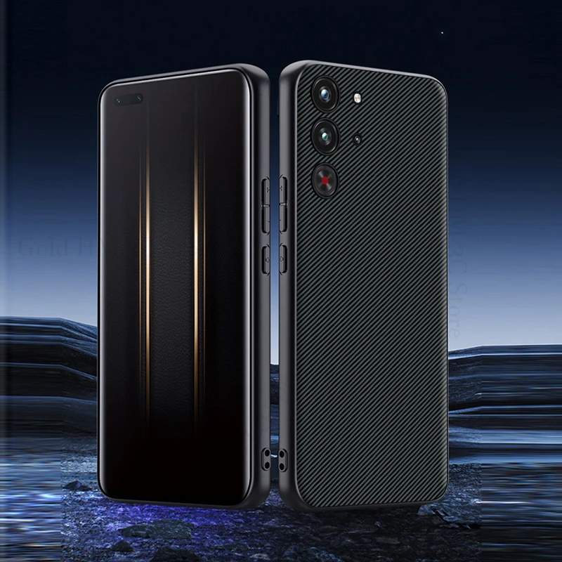 

Kevlar Leather Pattern Phone Soft Edge Case For ZTE nubia Red Magic 10 Air Bumper Protection TPU Cover Red Magic 10 9 8 Pro Plus