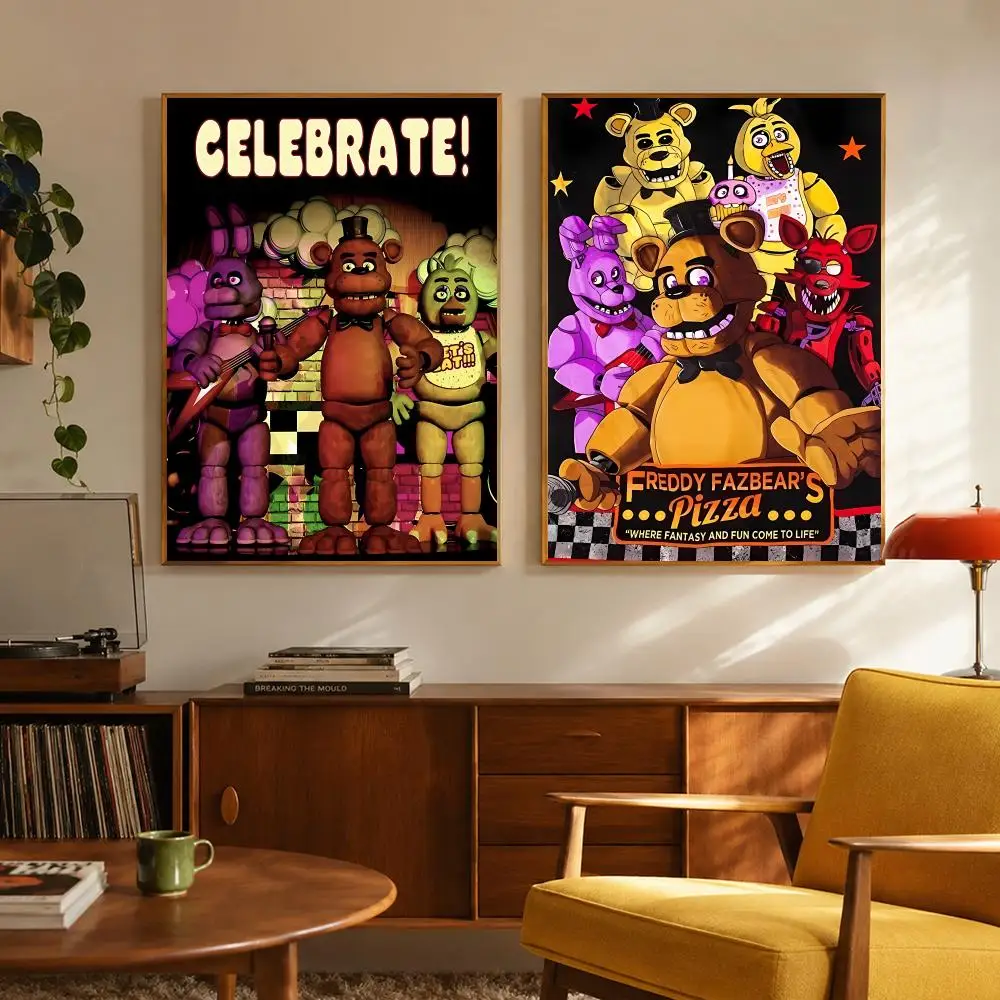 Chilling F-Five Nights At Freddys Poster Digital Solvent Print Waterproof PP Fade-Resistant Wall Art Room Decor Gift