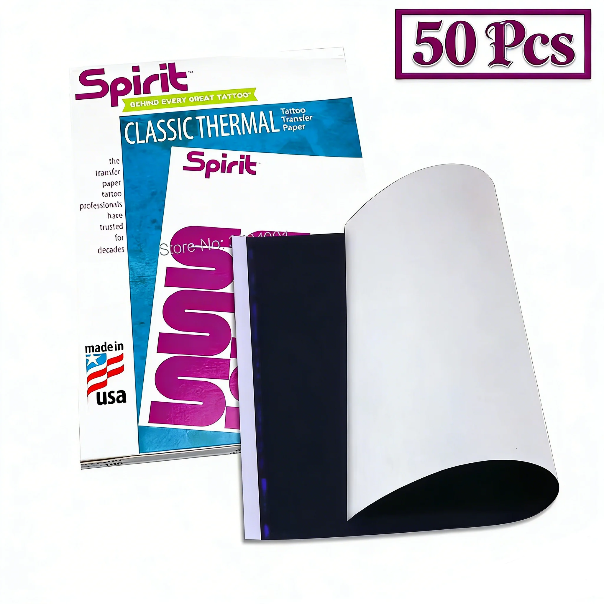 

50PCS Spirit Tattoo Transfer Paper A4 Size Free Hand Thermal Copier Stencil Paper for Tattooists Body Art Tattoo Supplies