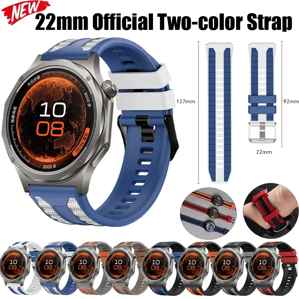 22mm Offizielles Zweifarbiges Sport-Silikonarmband für OPPO Watch X3-X2-S/Oneplus Watch Lite-4-3 Komfortables Band für Realme Watch 5