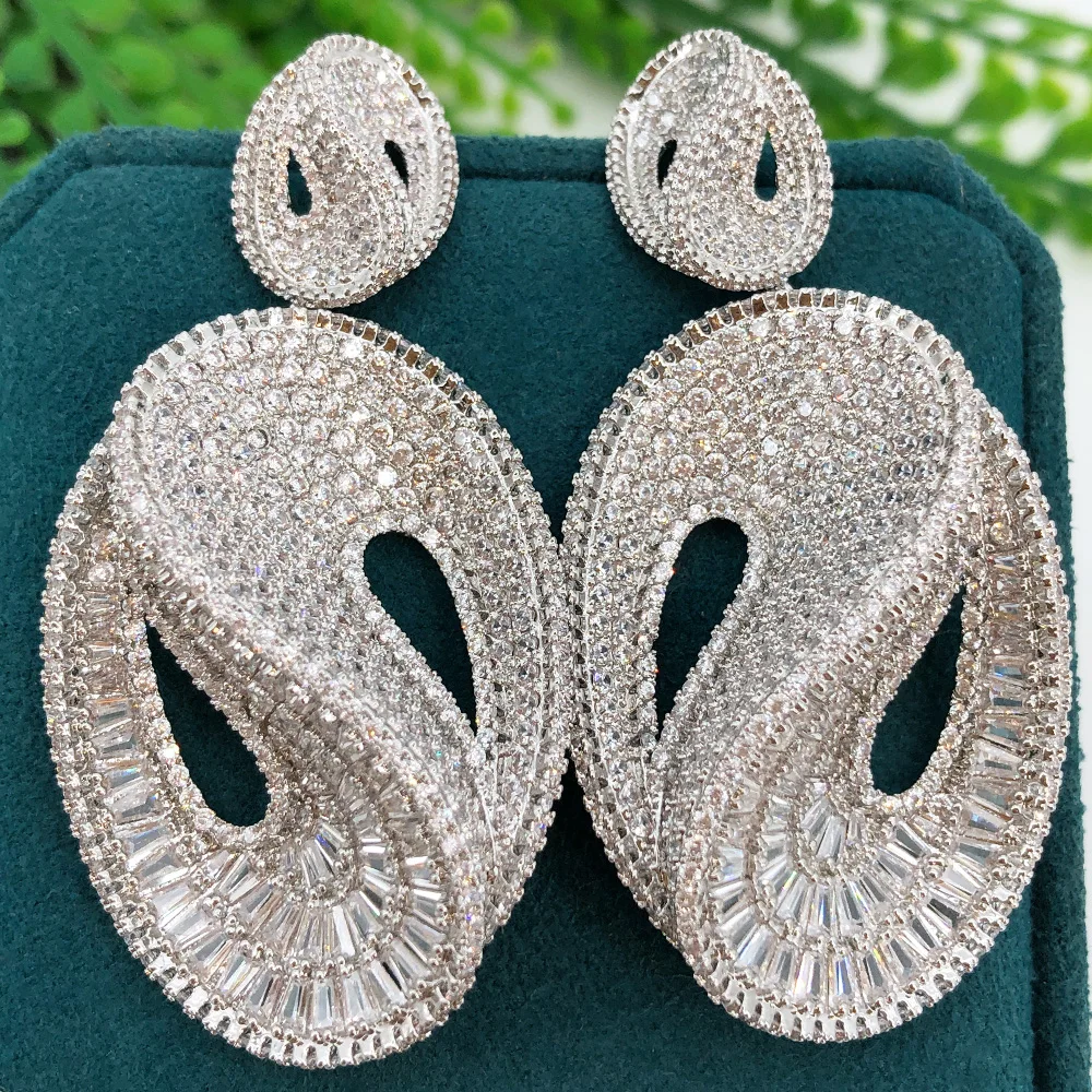 

Missvikki Luxury Gorgeous Pendant Drop Earrings For Women Wedding Party Shiny Full CZ Earrings Fashion Jewelry High Quality