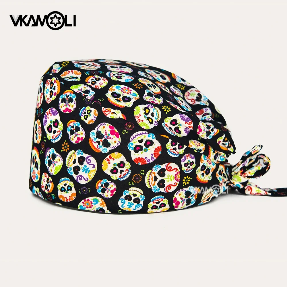 sugar skull Printing scrub cap adjustable Surgical Hats laboratory Working Cap For Women Men scrub hat laboratory nursing caps