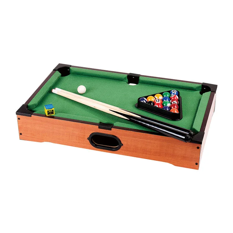 Portable Mini Tabletop Pool Set Billard Game Includes Game Balls Sticks Chalk Brush and Triangle