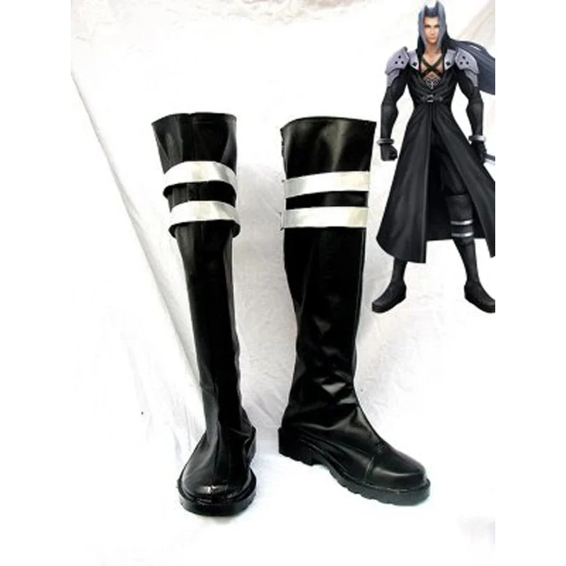 

Final Fantasy Sephiroth, черные ботинки для косплея, обувь для игр, вечерние ботинки для косплея, индивидуальный заказ для взрослых, мужская обувь