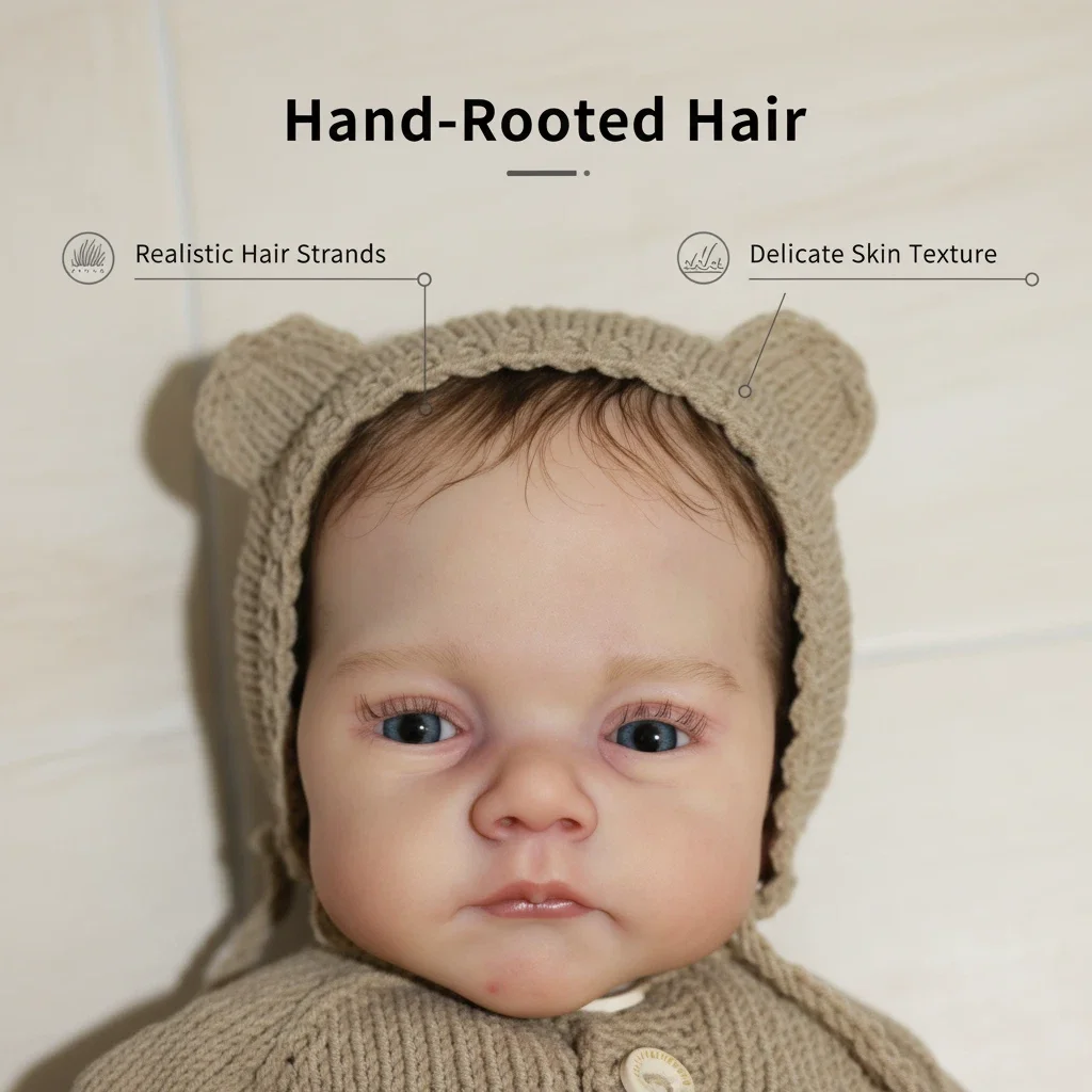 Lalka Reborn Lily, ręcznie robiona, 18 cali, skóra 3D z wieloma warstwami malowania, kolekcjonerska, realistyczna lalka artystyczna z włosami wszczepianymi ręcznie.