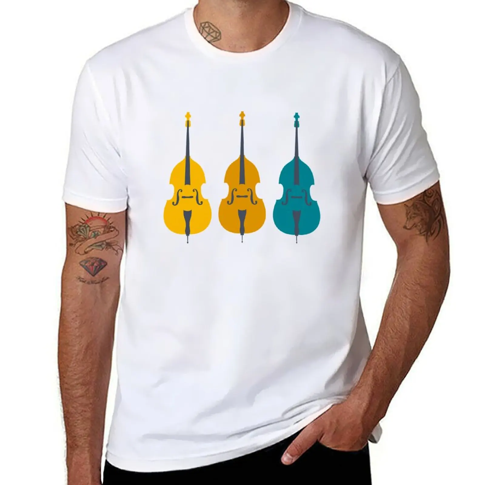 

Trio of Teal Double Basses T-Shirt cotton t shirt pack men t shirt cotton 100%