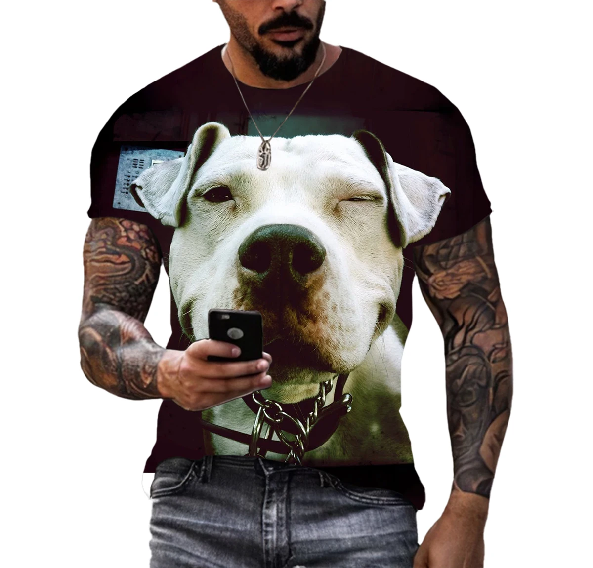 Hip Hop Funny Husky Animal Pattern Men 3D Printing T-Shirt Fashion Alternative Spoof High Quality Comfortable Short Sleeve Shirt