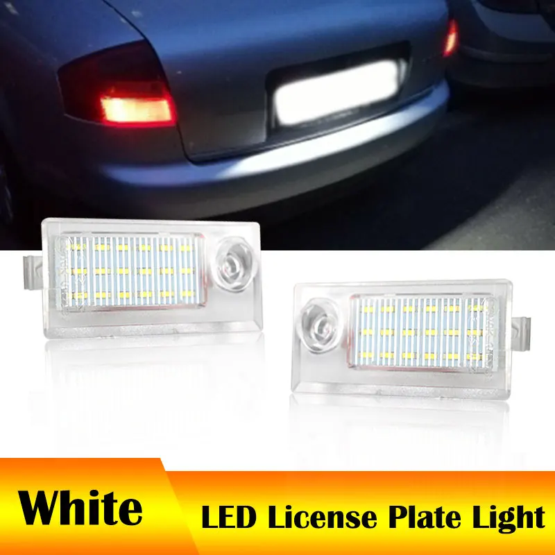 2Pcs For Audi A6 C5 4B Sedan 1997-2004 CanBus No Error No Hyper Flash 6000K 12V LED Number License Plate Lights White Bulbs