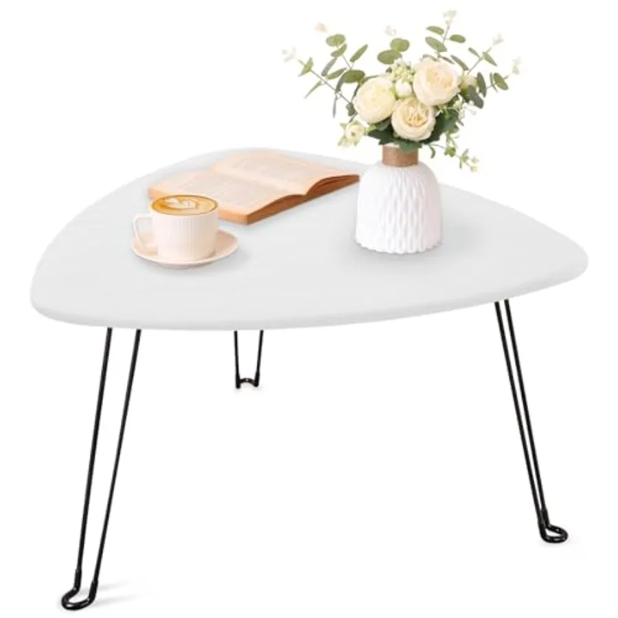 

Coffee Table for Small Spaces Folding Wooden Triangle Center Sofa Tables Simple Design Droplet Coffee Table with Steel Legs Mod