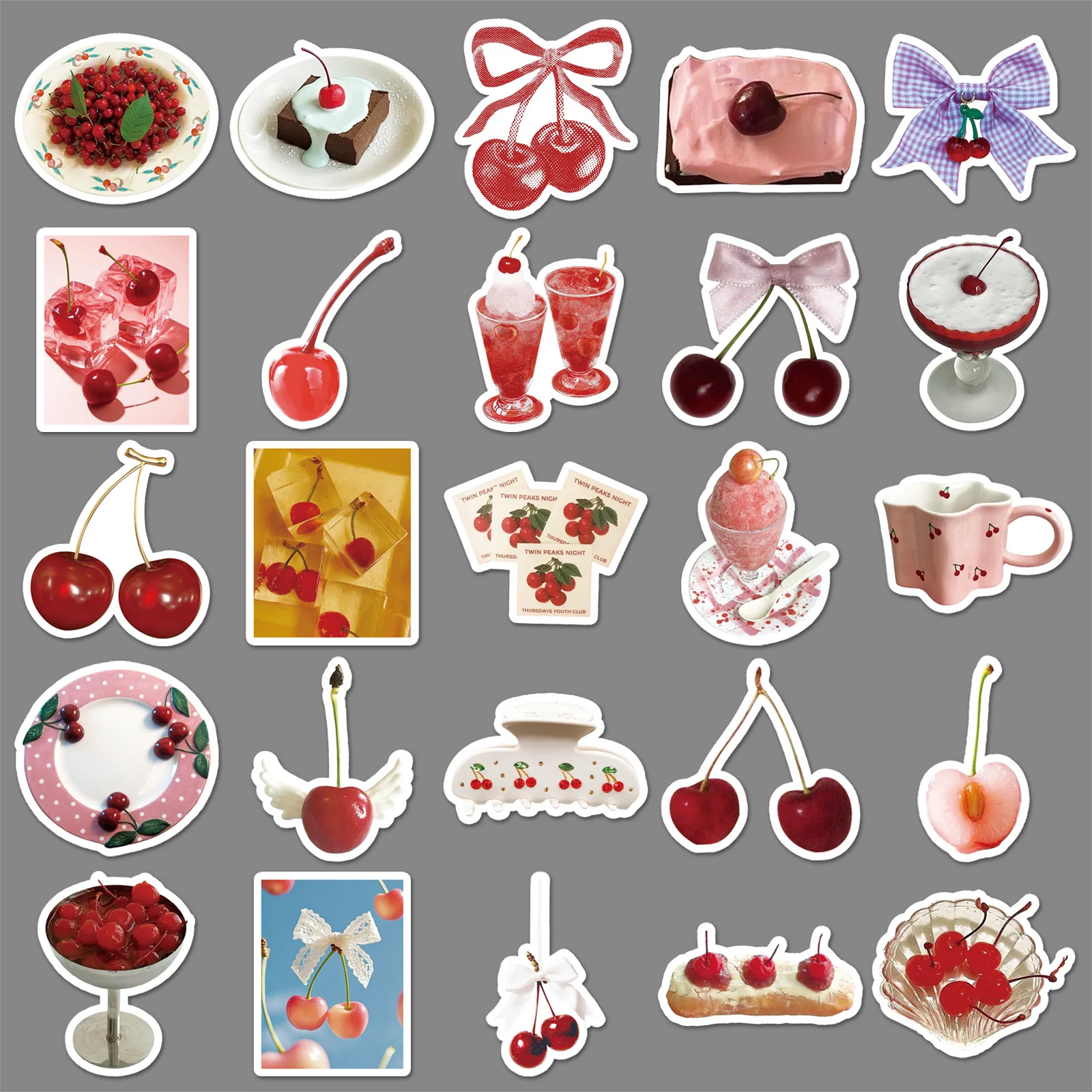 50pcs Cherry Graffiti Stickers Creative Fruit Guca Decor Cup Stickers
