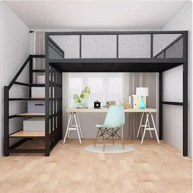 New Design Modern Metal Bunk Bed In Loft of Apartment Homestay Loft Dunk Bed With Stairs