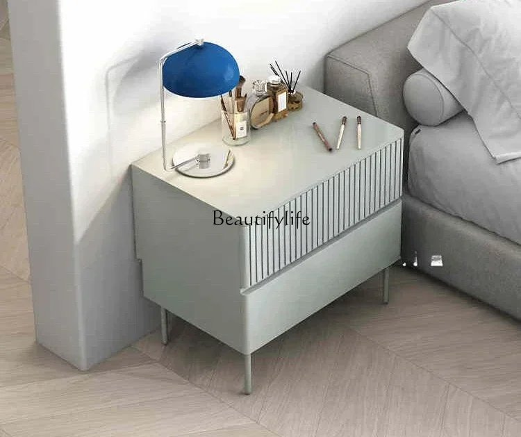 4Wabi-Sabi Style Versatile Bedside Table Leg Support Large Size with Lock Storage Cabinet Graylx