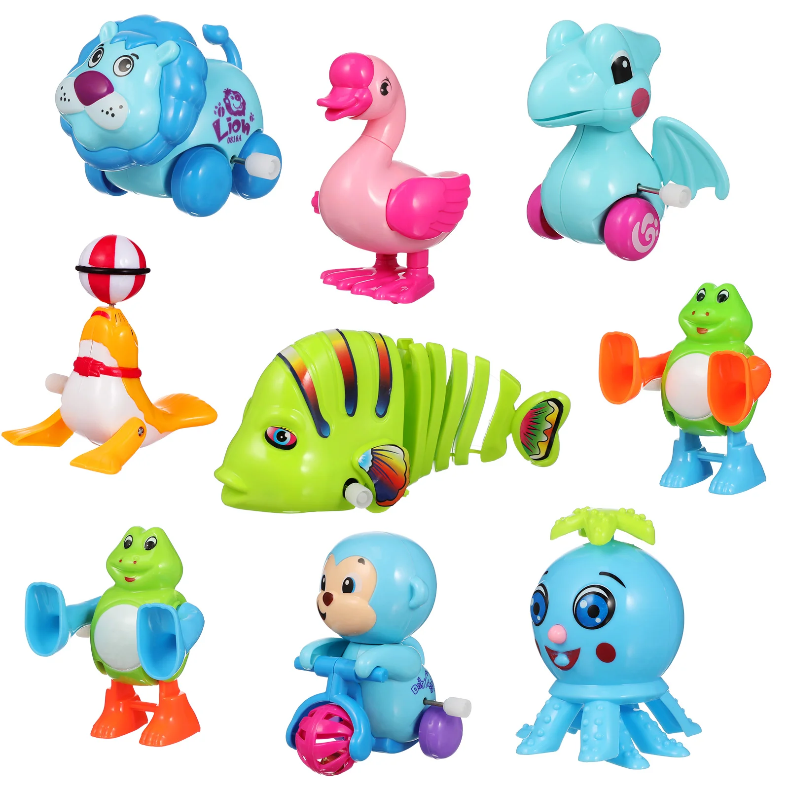 9 Pcs Animal Toddler Boy Toys Shape Kid Assorted Color Mini Wind Up Educational