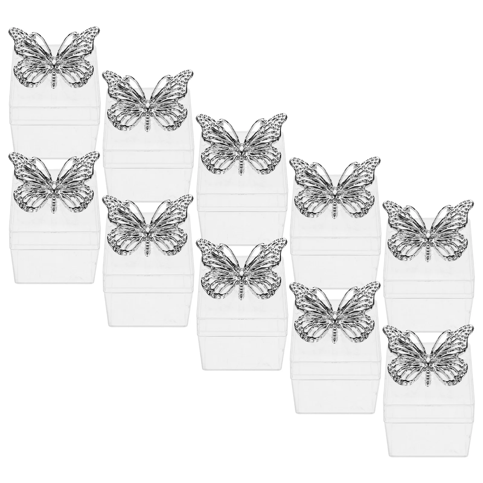 

12 Pcs European Wedding Candy Box Clear Favor Boxes Party Gift Butterfly Favors Style Plastic Containers Silver