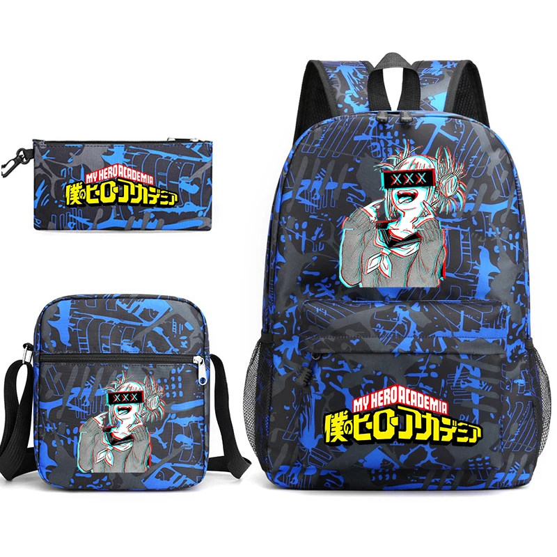 My Hero Academia anime print student school bag set teenagers kids backpack pencil case shoulder bag 3-piece set