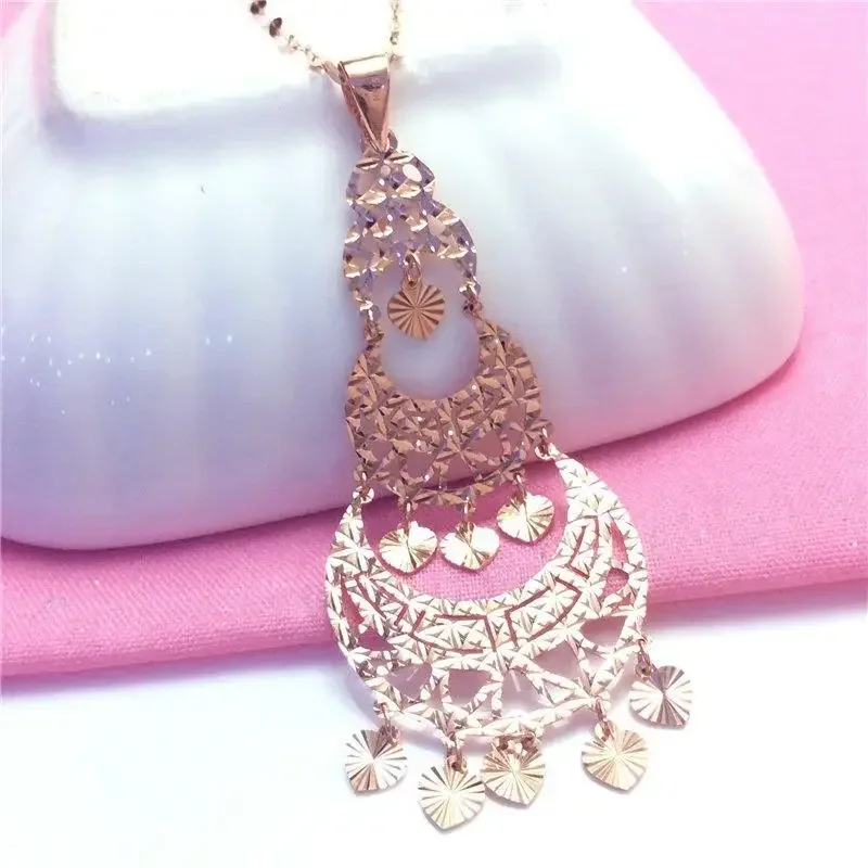 585 Purple Gold Luxury Tassel Pendant 14k Rose Gold Chains Necklace Court Style Ladies Attend Wedding Dinner Moroccan Jewelry