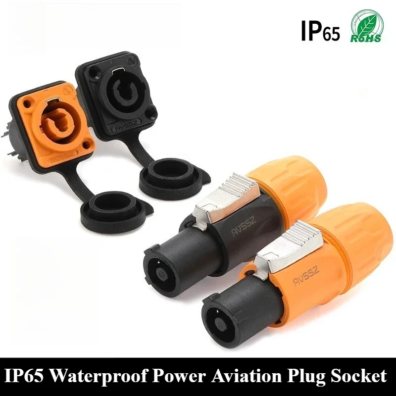 

2pcs Waterproof 3Pin PowerCon Stage Light Power Plug and Socket 250V AC/DC 20A IP65 Powercon Connector Speaker Chassis Adapter
