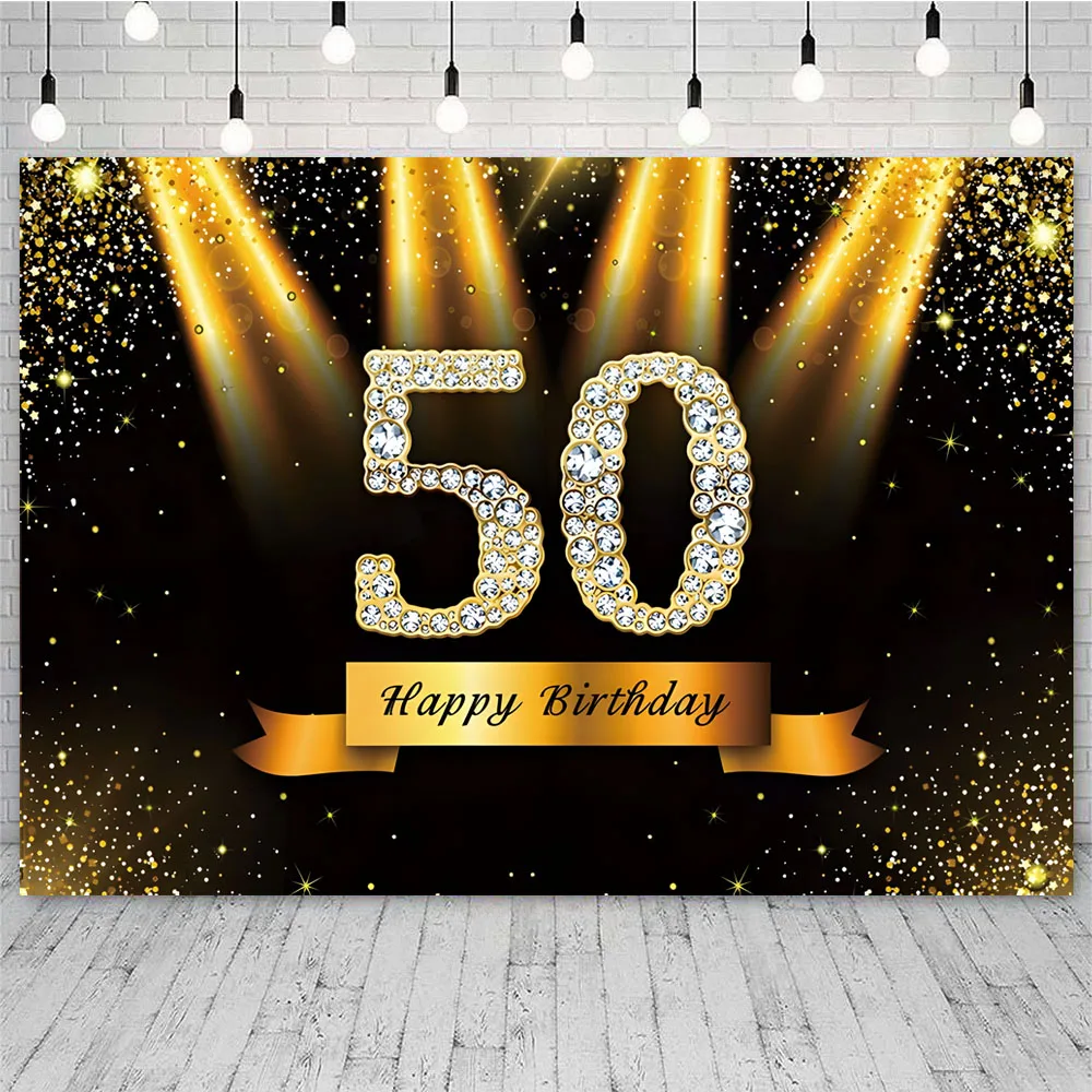 Gold Glitter 50th Photo Backdrop Red Curtain Men Woman 50 Years Old Birthday Party Photography Background Photocall Props Banner