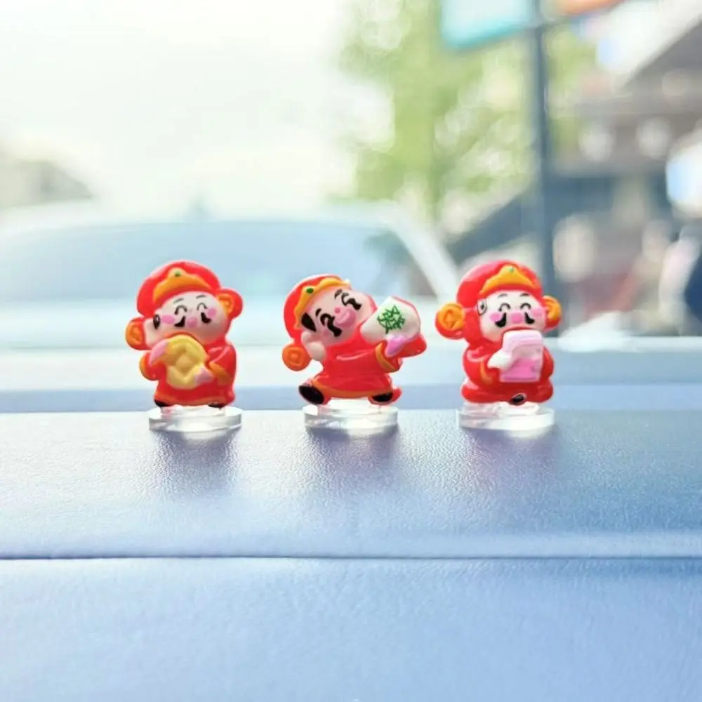 Cartoon God of Wealth Lucky Car Pendant Resin Red Car Interior Decoration Mini Shaking Car Ornaments Gift