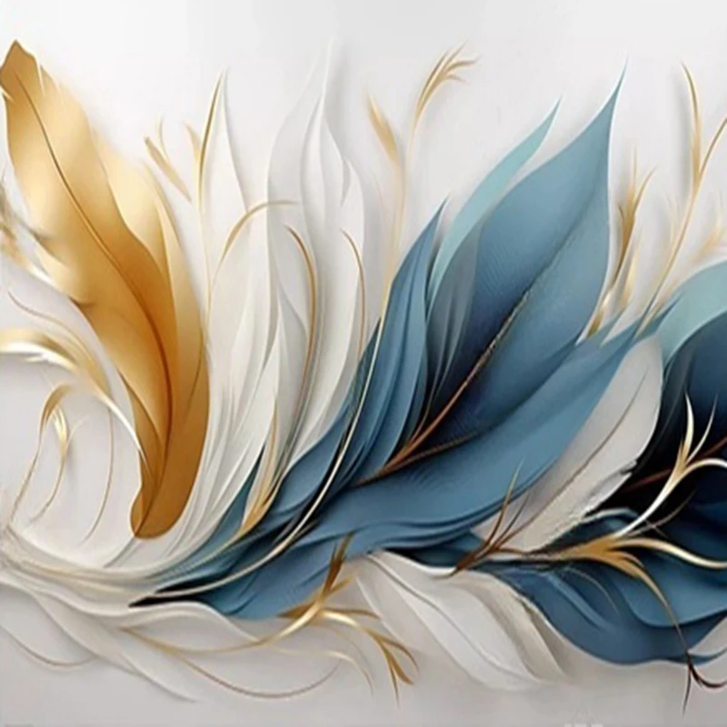 

Напечатанная на заказ китайская абстрактная настенная роспись с перьями для гостиной, дивана, фона, спальни, столовой, украшения дома, обои