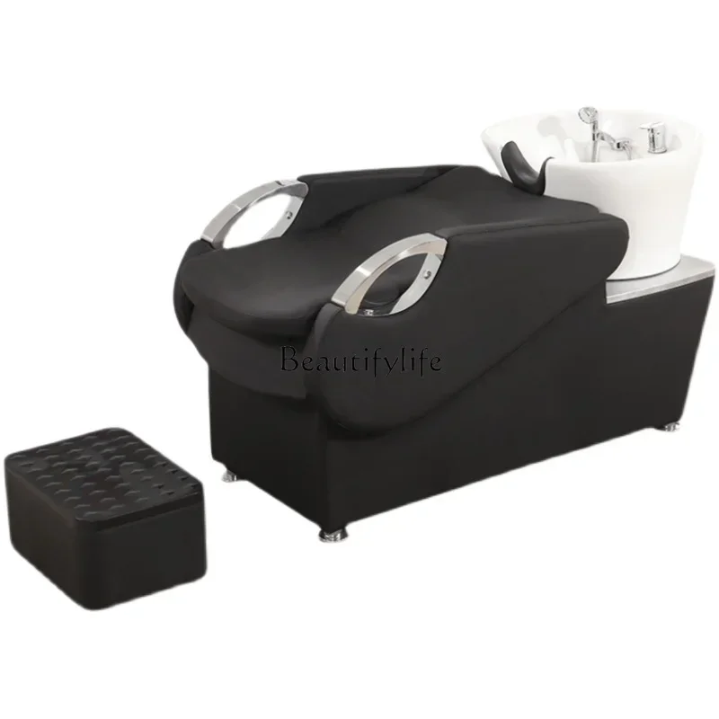 

Lying Half Barber Shop Ceramic Basin for Hair Washing Station Hair Salon Flushing Bed Multi-Functional Massage Couch