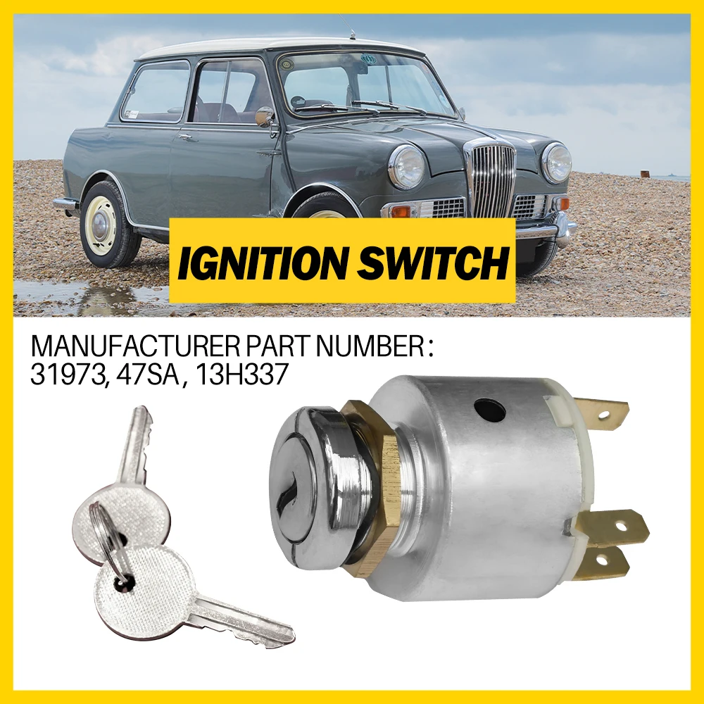 3 Position General Ignition Lock Starter Switch with Keys for Mini Morris Minor Sprite Midget 13H337 31973 31973K As Lucas 47Sa