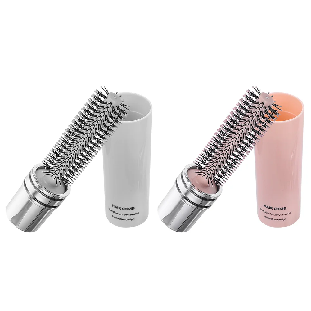 

2 Pcs Portable Curling Comb Hair Brush Roller Round Hairbrush Abs for Curly Travel Blow Drying