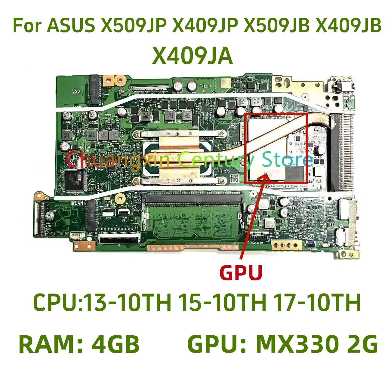 X409JA motherboard for Asus X409JA X509JA X409JP Laptop with CPU: I3 I5 I7-10TH RAM: 4GB GPU: MX330 2G 100% test ok shipment