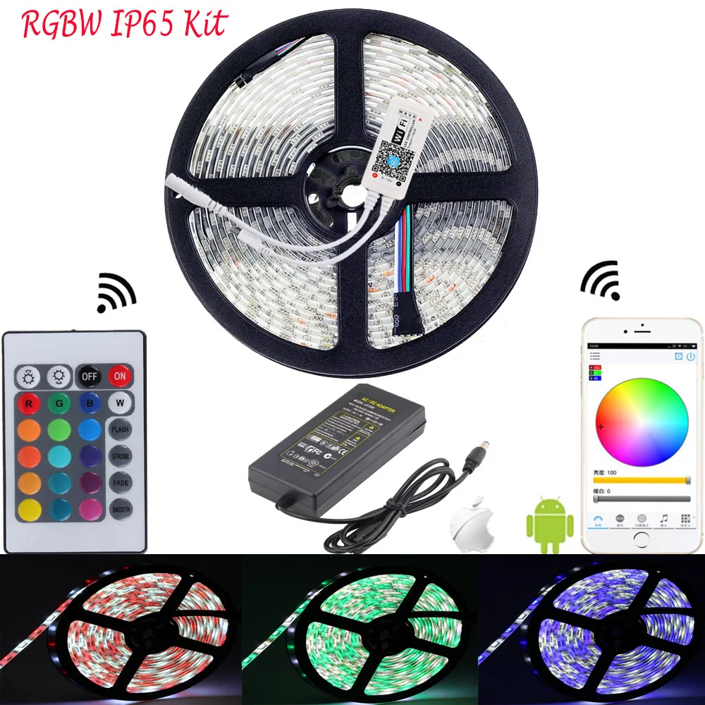 rgbw-ledライトストリップセット-rgbwコントローラー-5aアダプター-12v