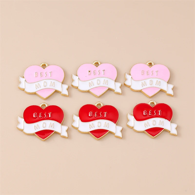 

20pcs Cute Enamel Love Heart Charms Pendants for Jewelry Making Drop Earrings Necklaces Bracelets Accessories Mother's Day Gifts