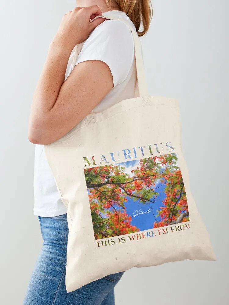 

Flamboyant tree in bloom Mauritius Tote Bag Woman shopper bag supermarket folding bag bags luxury women cute tote