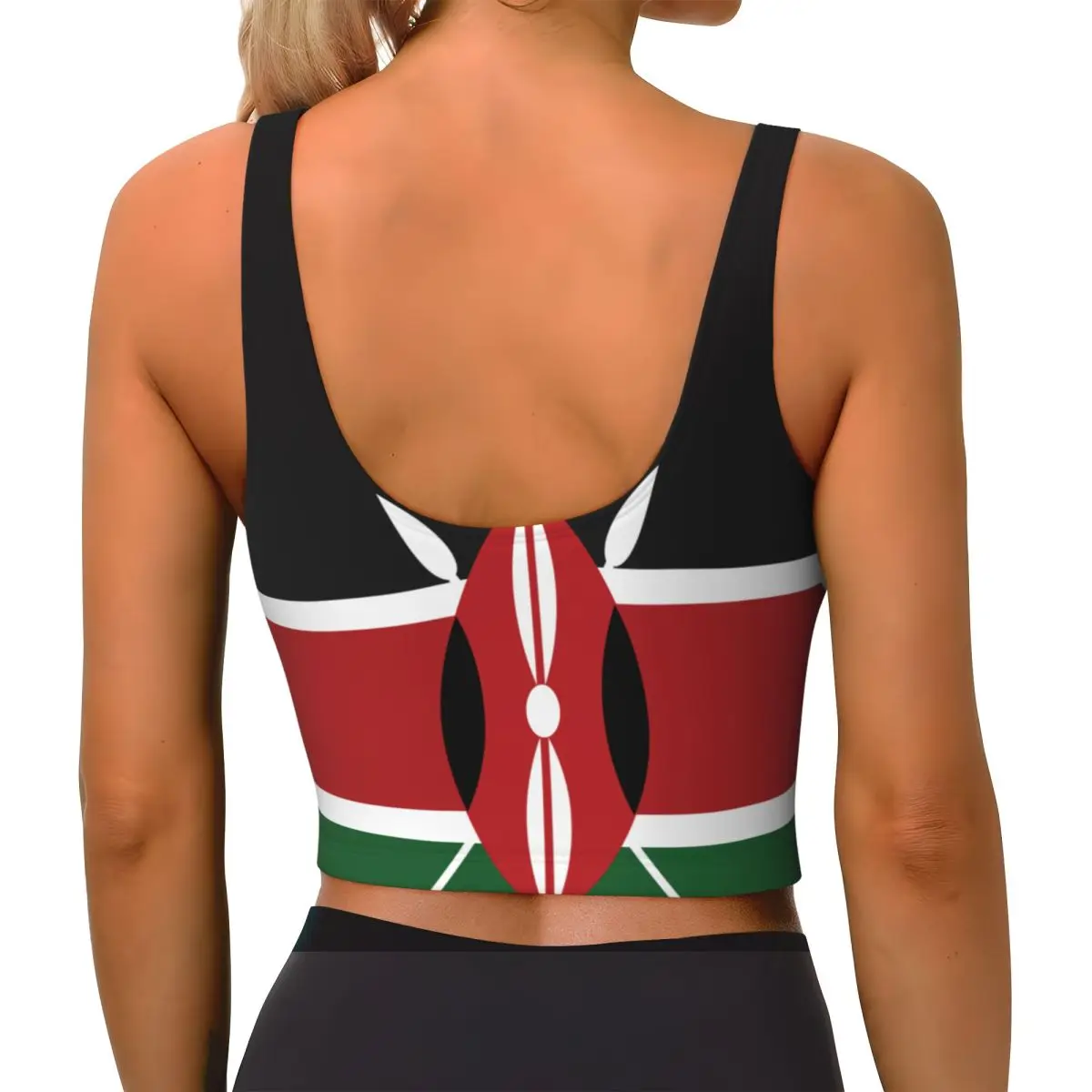 Yoga Vest Women Gym Sports Crop Tops Kenya Flag Streetwear Workout Breathable Tank Top Female