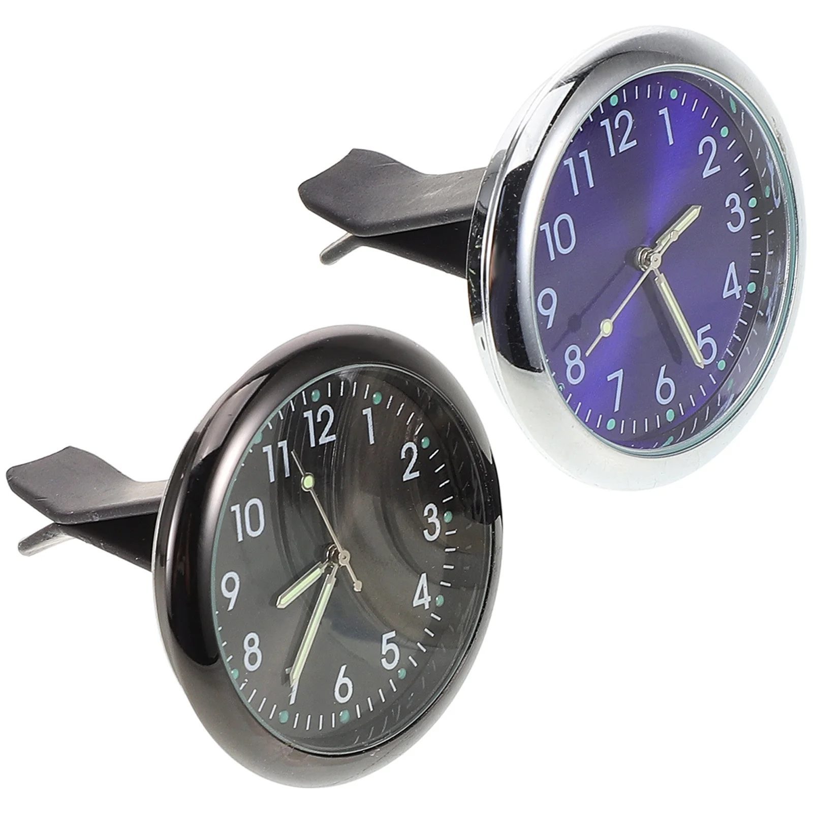 

2Pcs Compact Portable Mini Car Vent Clock Night Light Clear Visibility Dashboard Clip Clock Dial Indicator with Magnetic Base