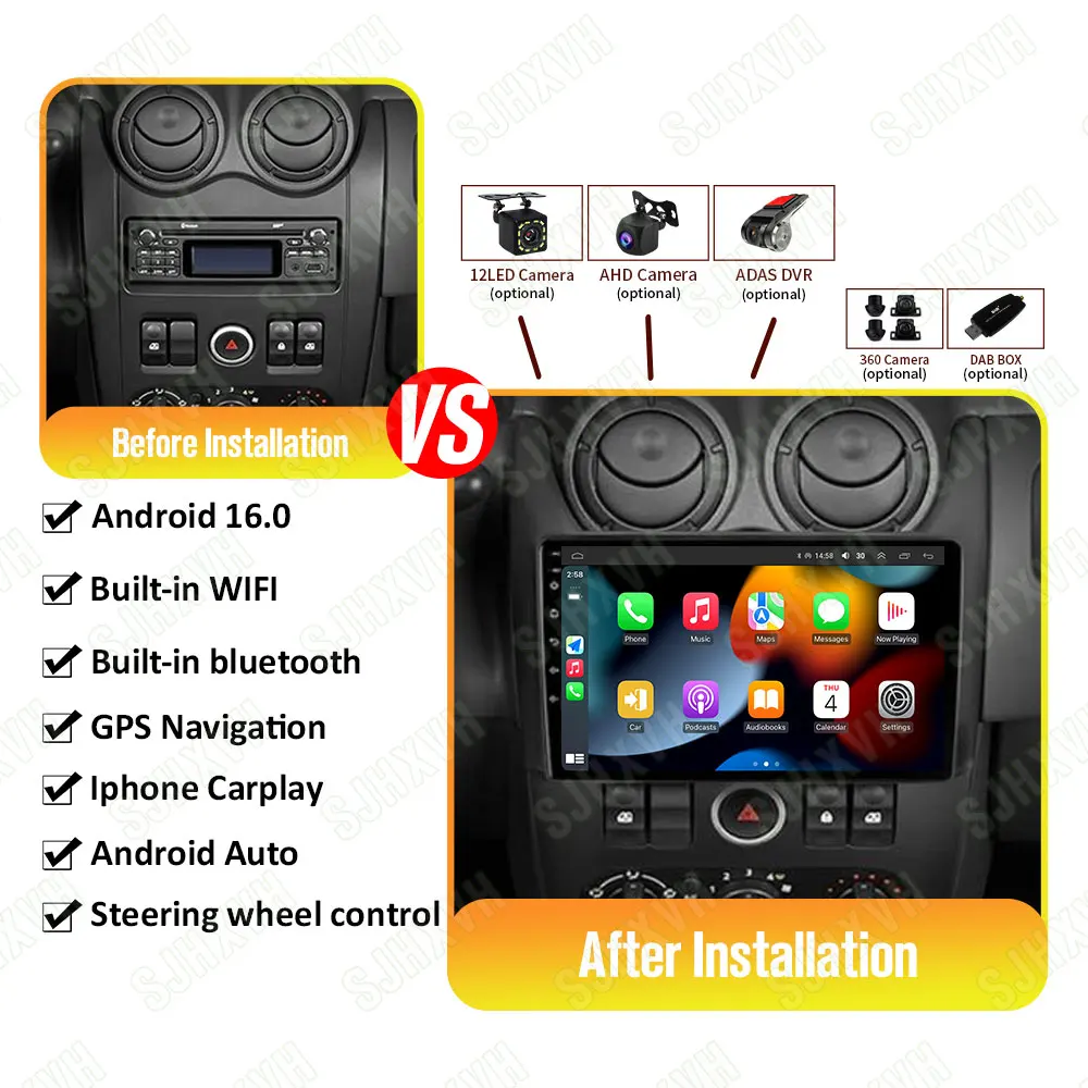 

Android 16 Car Radio For Lada Largus 2012 2013 2014 2015 2016 - 2020 Navigation GPS Multimedia Video Player Stereo Carplay+Auto