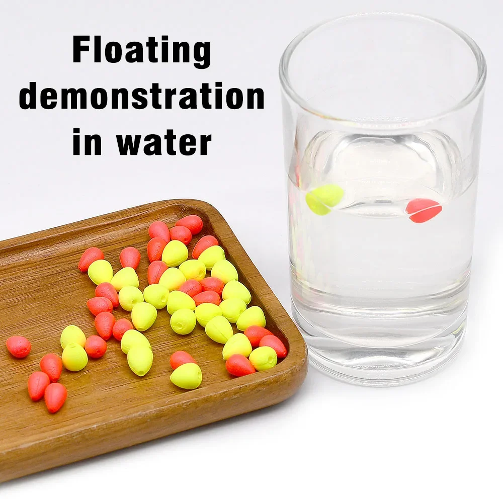 Topranc 50 قطعة الخرز العائم لافتة للنظر الفاصوليا العائمة الخرز الاصطدام خفيفة للغاية رغوة إيفا الصيد الملحقات