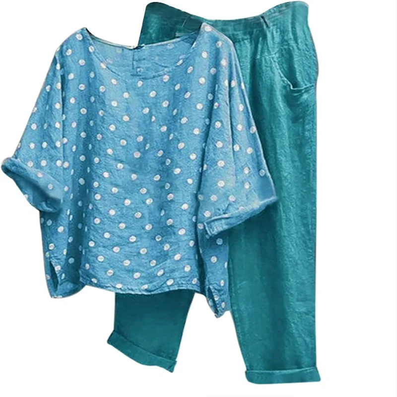 

Stunning, chic, and sophisticated polka dot ensemble for a confidently fashionable look. This versatile set is perfect for dress