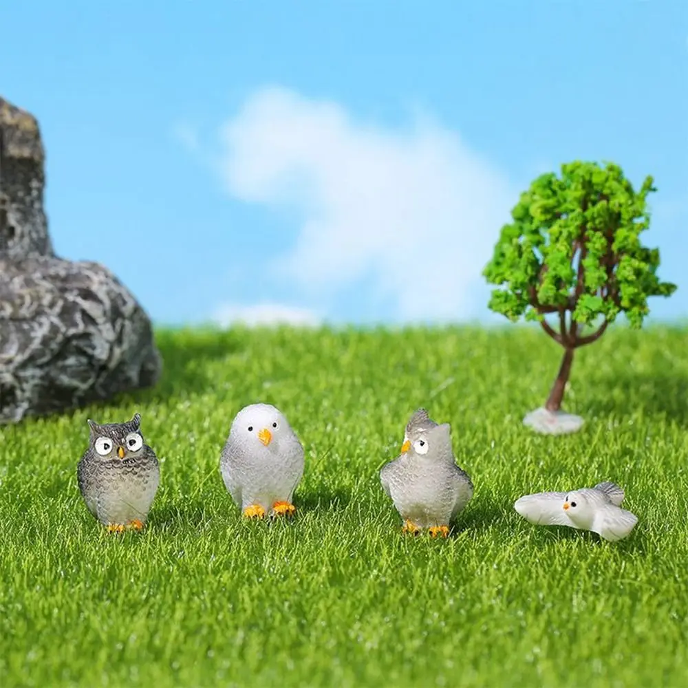 Creative Resin Crafts Simulation Owl Ornaments Small Handmade Owl Miniatures Cute Garden Owl Ornaments Scene Decor