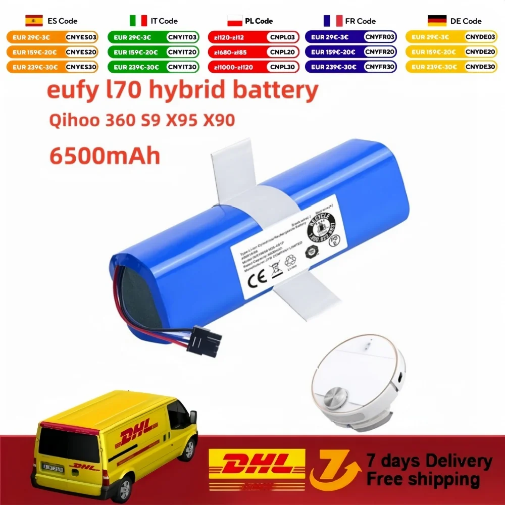 Neue 6500 mAh 14,4 V Batterie Pack 360 S9 X95 X90 Kehrmaschine Batterie Eufy L70 L10 Robotic