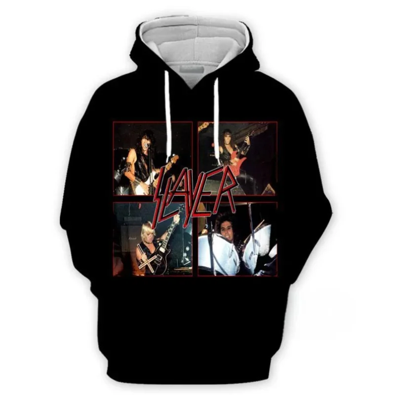 SLAYER ROCK Hoodies ผู้ชาย 3D พิมพ์ Hoodie ผู้ชายผู้หญิงเสื้อกันหนาว Casual ขนาดใหญ่ Hip Hop เสื้อผ้า Streetwear แฟชั่น Hoodie