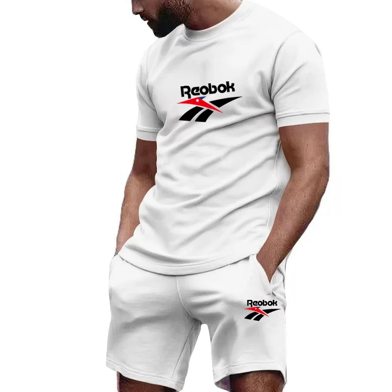 2025 nouvelle mode affaires été hommes sport costume décontracté Fitness Jogging basket-ball mode à manches courtes T-Shirt Shorts 2 ensembles