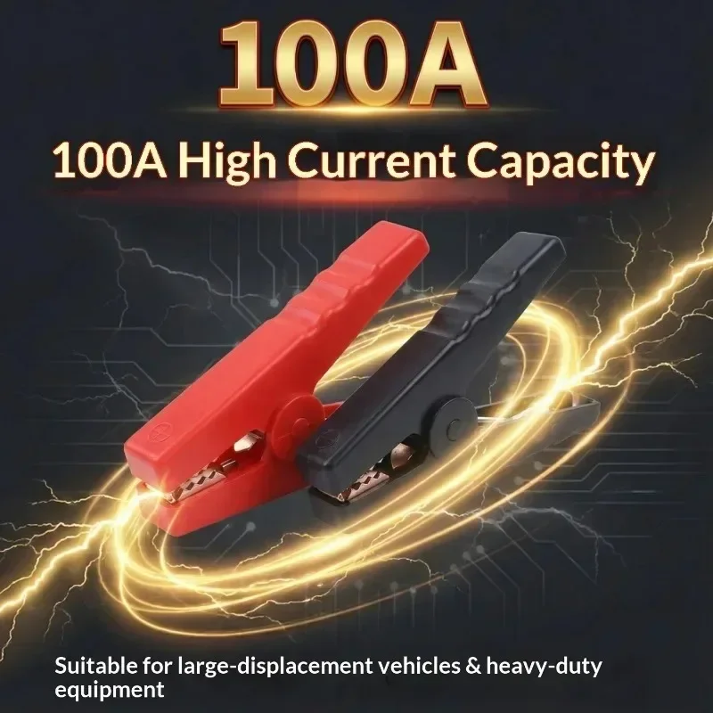 1/2pcs Car Battery Large Alligator Clips Insulated Crocodile Alligator Clip 100A for Electrical Battery Chargers Crocodile Clip