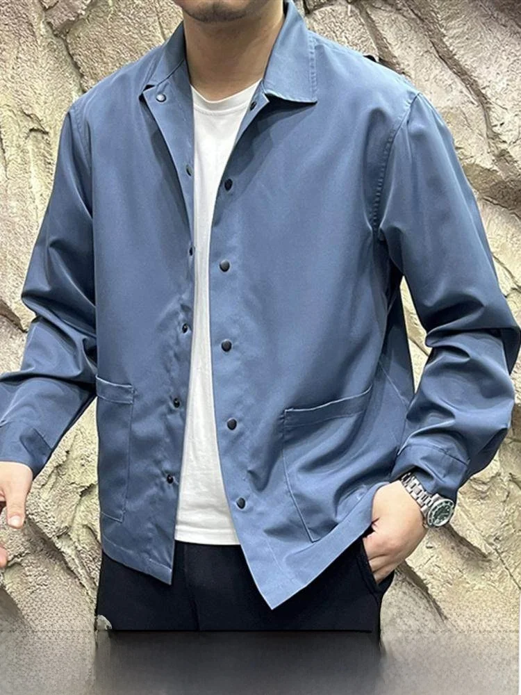 

Гладкая дышащая весенняя новая повседневная куртка свободного покроя с узором-стойкой Long Sve Pure Color