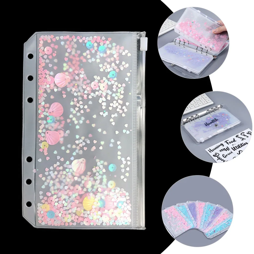 

6Pcs Handmade Notebook Storage Bags Transparent PVC Zipper Pouches for Pens Documents Cards Easy Carry Organizer