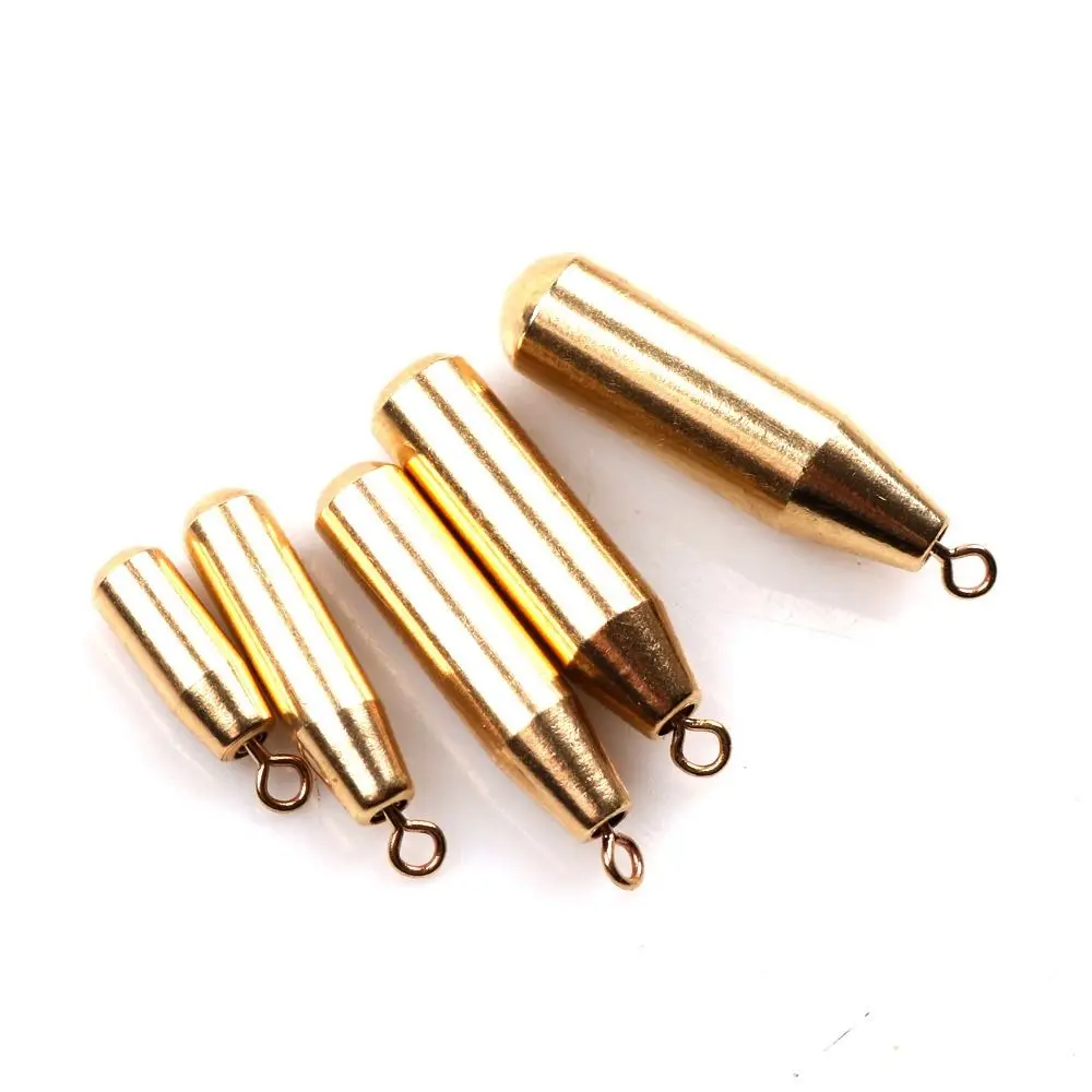 Gold Copper Fishing Lead fall 1.8g 3.5g 5g 7g 10g 12g Fishing Brass Sinker Hook Connector Line Sinkers Additional Weight