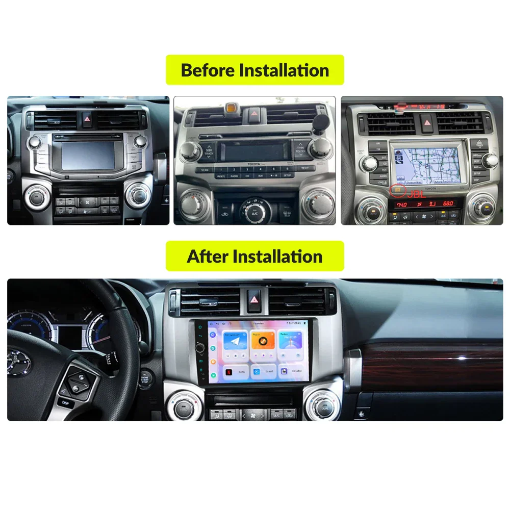 Car Stereo Upgrade for Toyota 4Runner 2009-2019, Android 15 Car Radio Stereo Screen Compatible with Apple CarPlay Android Auto,