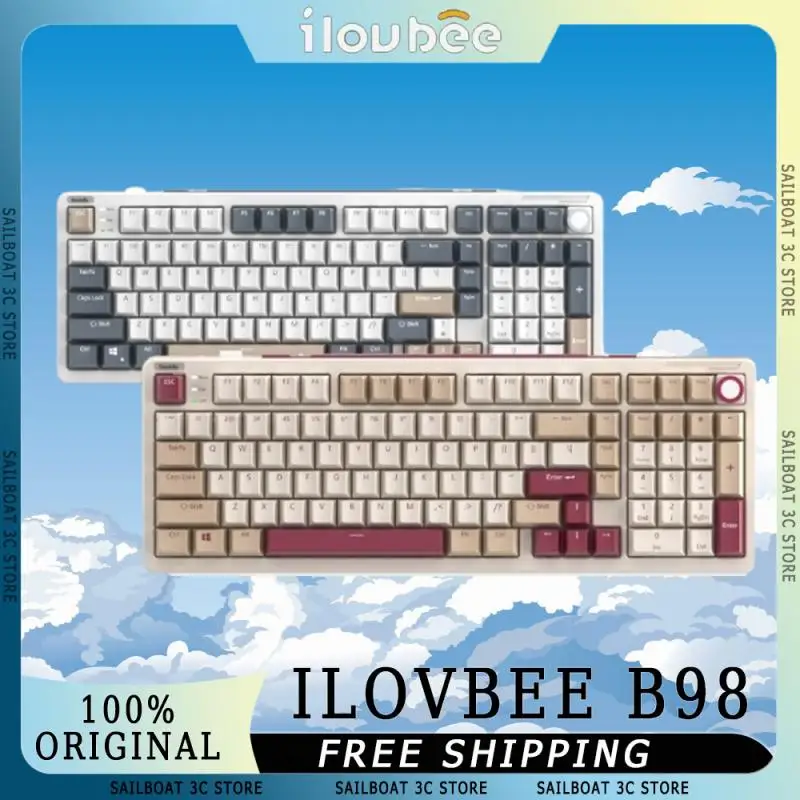 

iLovbee b98 Wireless Mechanical Keyboard With Knob 3-Mode Hot Swap RGB QMK VIA Long Endurance Custom E-sports Gaming Keyboard