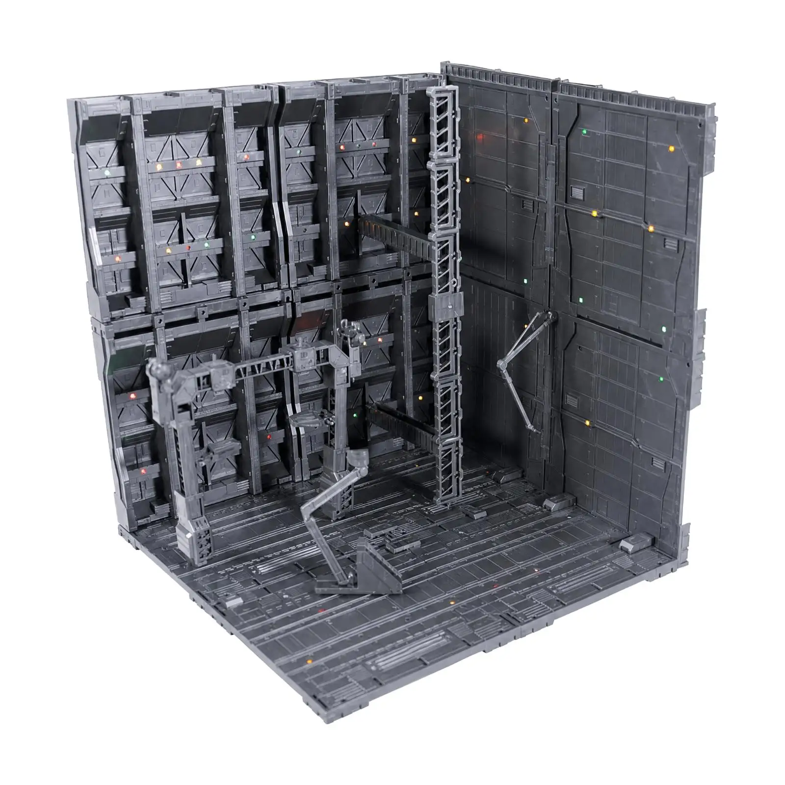 Industrial-Style Model Figure Display Diorama Multi-Color DIY Assembly Display Scene with LED Lighting for Mecha Collectors