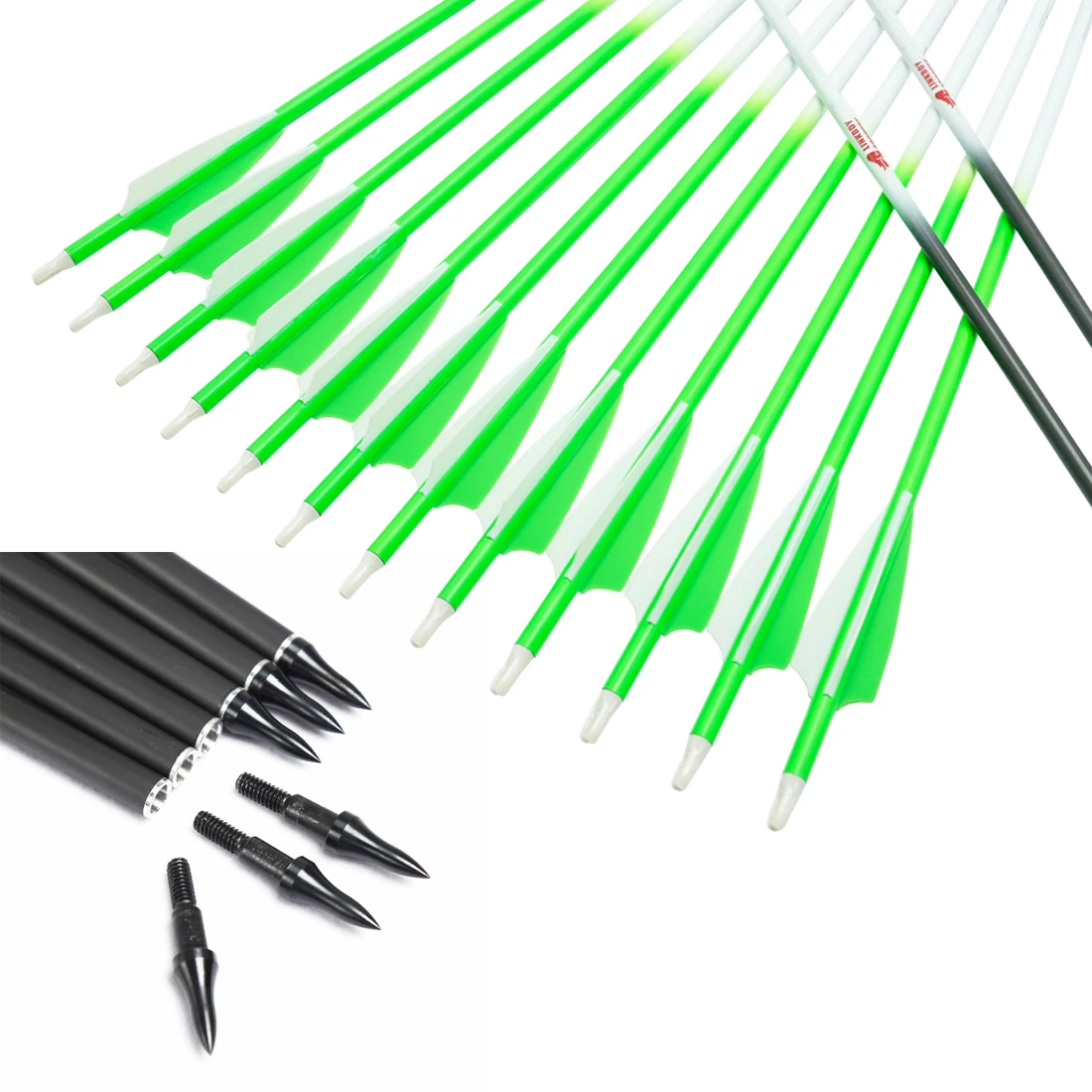 Linkboy-Archery Carbon Arrows, ID6.2mm, SP, 300, 340, 400, 500, 600, 700, 800, 75GR, Arrow Point, Hunting, Shooting, 12Pcs