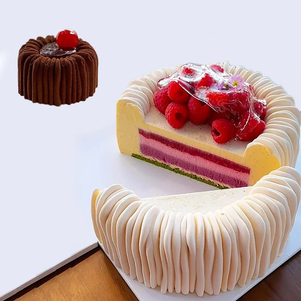 2025 Hot 1/6/15 Cells Cylindrical Coil Texture Design Mousse Cake Mold DIY Pudding Dessert Chocolate Mold French Dessert Bak