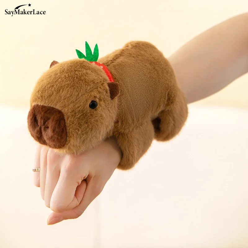 

1pc Capybara Plush Doll Clap Circle Toys Slap Snap Wrap Wristband Bracelet Fluffty Capybara Hand Ring Fun Circles Kids Gift